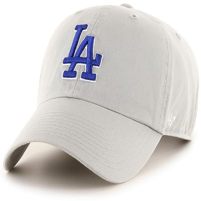 47 Brand MLB Gray Team Color Primary Logo Clean Up Adjustable Baseball Cap Hat, Adult One Size Fits All - Los Angeles Dodgers Gray Team Color