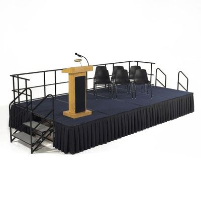 Stage Skirt, Black Stage Skirting Box Pleat, Any Length and Height, Polyester (Box Pleat, 16ft Length x 24in Height)