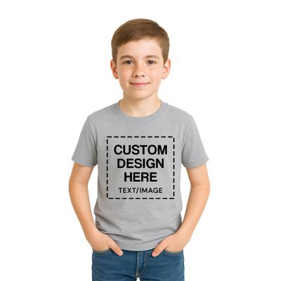 Custom Shirts for Kids Personalized Cotton T Shirts for Boys Girls Children Customized DTF Print Custom Kids Shirt Tshirt Upload Your Design Medium Sports Gray Tshirt