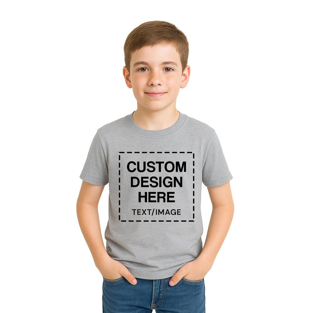 Custom Shirts for Kids Personalized Cotton T Shirts for Boys Girls Children Customized DTF Print Custom Kids Shirt Tshirt Upload Your Design Medium Sports Gray Tshirt