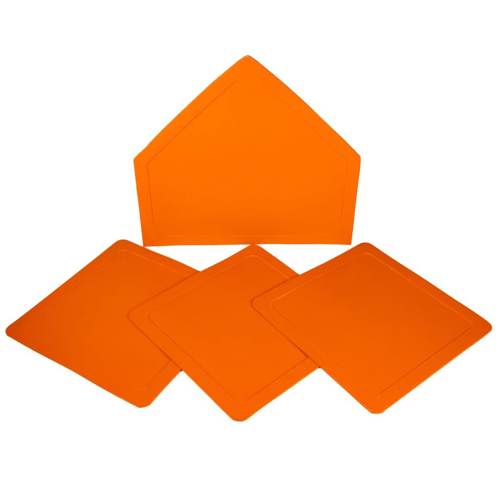 TAG Baseball Throw Down Base Set, 3 Bases with 1 Home Plate, Orange