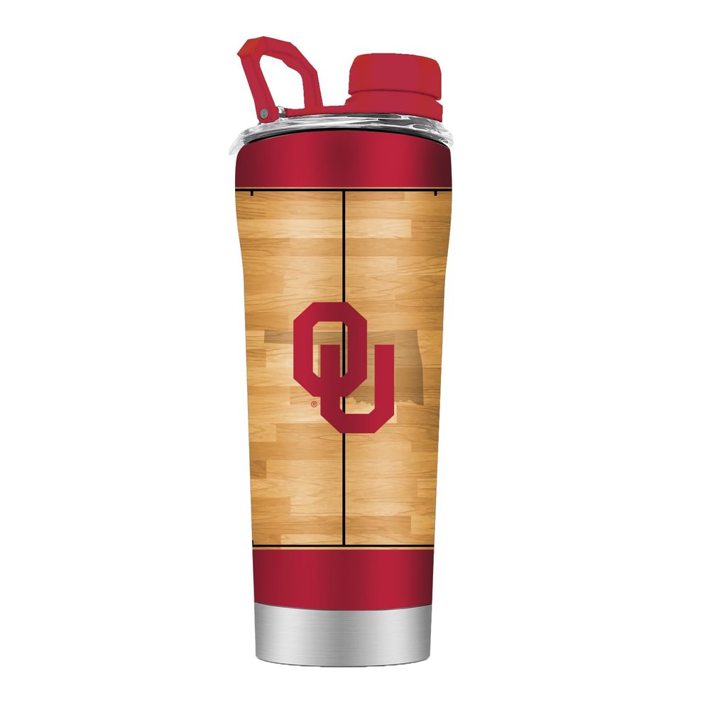Gametime Sidekicks Oklahoma 20oz Shaker Tumbler - Officially Licensed, 18/8 Stainless Steel, Double-walled, Vacuum-insulated, UV LED Printed Logos, Stays Hot/Cold - Basketball Court