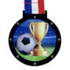 10 Pack of Large 2.25 Inch Soccer Award Medals with Attached Neck Ribbons Trophy Medal Trophies Gift Prize Team Black Gold Star UV view 2