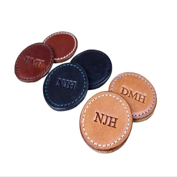 Handmade Leather Golf Ball Markers with Free Personalization | Pack of 3 | Personalized Golf Gift | Leather Accessory | 3rd Anniversary Gift
