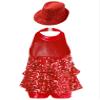 JEATHA Kids Girls Sleeveless Shiny Sequins Halter Tassel Mini Dress Latin Jazz Salsa Samba Rumba Dance Costumes Red A 14 view 2