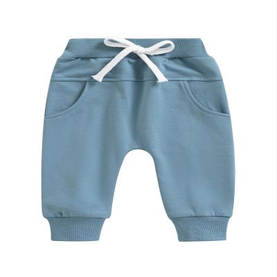 Newborn Baby Kids Boy 3-Pack Joggers Infant Baby Cotton Harem Pants for Toddler Boys 0-3T (Blue, 6-12 Months)