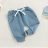 Newborn Baby Kids Boy 3-Pack Joggers Infant Baby Cotton Harem Pants for Toddler Boys 0-3T (Blue, 6-12 Months) view 2