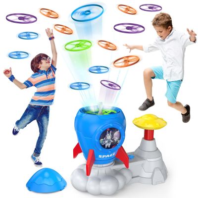 Outdoor Toys for Kids Ages 3-8: Flying Disc Launcher Toy Chasing Games - Summer Outside Yard Activities Chasing Toy for Toddlers Ages 3 4 5 6 7 8 Backyard Games Birthday Gift for Boys Girls, Blue