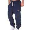 Men's Fleece Sweatpants Loose Fit Long Pants Athletic Workout Elastic Waist Yoga Pants Jogger Hiking Pants with Pockets, Large, A01_Dark Blue view 2