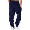 Men's Fleece Sweatpants Loose Fit Long Pants Athletic Workout Elastic Waist Yoga Pants Jogger Hiking Pants with Pockets, Large, A01_Dark Blue view 3