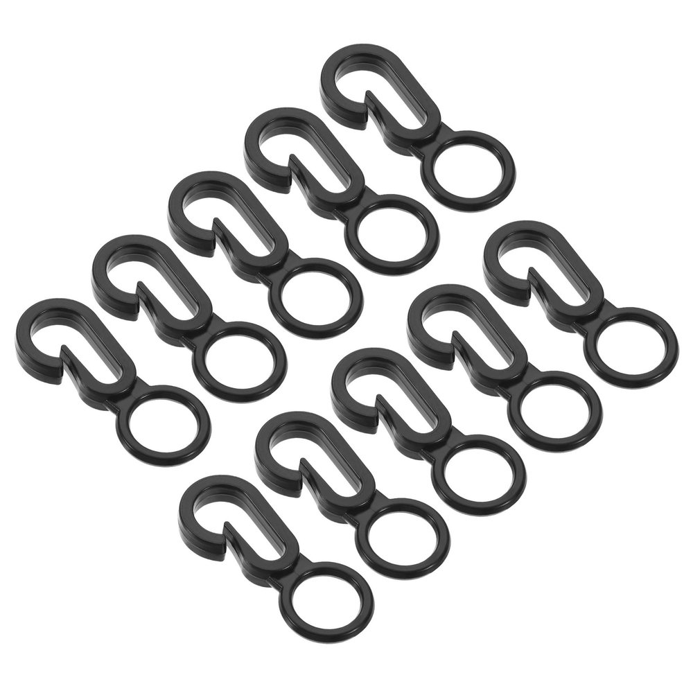 M METERXITY 10 Pack Plastic Camping Hooks - Camping Hook Buckles Durable Tent Awning Hole Clip Accessories, Apply to Camping Hiking (8mm, Black)