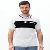 LUJENGEFA Mens Polo Shirts Short Sleeve Casual Color Block Golf Polo T Shirt Stylish Contrast Collar Cotton Tops for Men White+Black S view 2