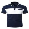 LUJENGEFA Mens Polo Shirts Short Sleeve Casual Color Block Golf Polo T Shirt Stylish Contrast Collar Cotton Tops for Men Navy Blue+White S view 1
