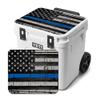 USATuff Vinyl Cooler Lid Kit Compatible with YETI 60 qt Roadie Wheeled | Easy Peel & Stick Application Cooler Skin Decal Wrap | Durable Pre-Cut Pieces | Made for Outdoor Use - Thin Blueline Flag view 1