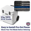 USATuff Vinyl Cooler Lid Kit Compatible with YETI 60 qt Roadie Wheeled | Easy Peel & Stick Application Cooler Skin Decal Wrap | Durable Pre-Cut Pieces | Made for Outdoor Use - Thin Blueline Flag view 3