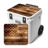 USATuff Vinyl Cooler Lid Kit Compatible with YETI 60 qt Roadie Wheeled | Easy Peel & Stick Application Cooler Skin Decal Wrap | Durable Pre-Cut Pieces | Made for Outdoor Use - USA Flag Woodgrain view 1