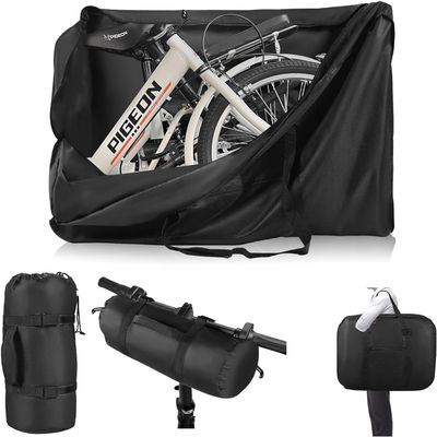 20 Inch Folding Bike Bag,Durable Folding Ebike Bags,Outside Waterproof Bike Bags,Portable Bike Transport Bag with Strong Webbing for Car Train Shipping Air Travel,Bike Accessories with Handlebar Case