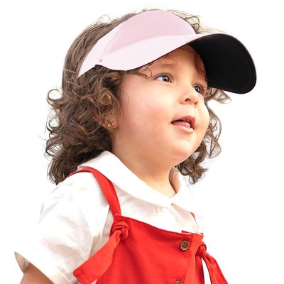 ELIHAIR Kids Sun Visor Summer Beach Outsides UV Protection Sports Cap Toddler Sun-Hat with Adjustable Elastic Drawstring(Pink Color)