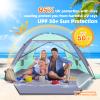 Happy Travel Beach Tent, UPF 50+ UV Protection Sun Shade Shelter for 3/4/5/6/7/8 Person, Portable Beach Canopy for Family & Baby, Lightweight & Easy Setup Beach Cabana with 3 Ventilation Mesh Windows view 4