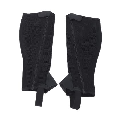 Half Chap, 2pcs Black Flexible Mesh Equestrian Half Chap Stability Premium Leather Half Chaps for Children Horse Riding Protection(CXL)