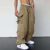 Men's Cargo Pants Sport Pants Jogger Sweatpants Casual Drawstring Work Military Tactical Outdoor Trousers with Pockets Khaki view 2