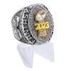 2023 Fantasy Football Championship Ring | Black Gunmetal Plated Award For Fantasy Football Trophy League Winner | Color Stones (size 12, Silver Outer) view 1