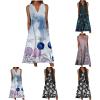 50% Percent Off Deals Womens Summer Design Casual Dress Fashion Floral Printed Elegant Dress Sleeveless V-Neck Long Dress with Pockets Summer Dresses for Women Gray 4X view 1