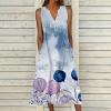 50% Percent Off Deals Womens Summer Design Casual Dress Fashion Floral Printed Elegant Dress Sleeveless V-Neck Long Dress with Pockets Summer Dresses for Women Gray 4X view 2