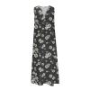 Womens Summer Design Casual Dress Fashion Floral Printed Elegant Dress Sleeveless V-Neck Long Dress with Pockets view 3