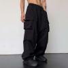 NineFit Basics Men's Cargo Pants Sport Pants Jogger Sweatpants Casual Drawstring Work Military Tactical Outdoor Trousers with Pockets Black, Small view 2