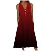 Womens Summer Design Casual Dress Fashion Floral Printed Elegant Dress Sleeveless V-Neck Long Dress with Pockets view 1