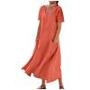 subscriptions on My Account Women's Summer Cotton Linen Long Dress Sleeveless Elegant Flowy Dresses Plus Size Loose Comfy Dress with Pockets Dresses for Women 2024 Orange S view 1