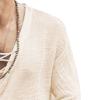SWJGLITTR Men's V-Neck Drawstring Linen T-Shirt Cotton Lace Up Henley Short Sleeve Henleys Summer Beach Half Sleeve T Shirts (Apricot Color,Small) view 3