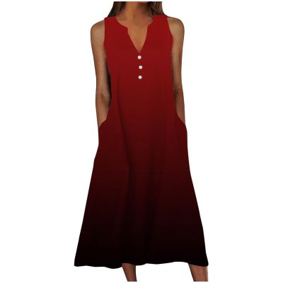 2024 Women s Summer Design Casual Dress FashionFloral Printed Elegant Dress Sleeveless V-Neck Long Dress with Pockets Beach Dresses for Women 2024 Vacation 2X