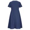 Women's Summer Casual V-Neck Button Down Shirt Dress Solid Short Sleeve Cotton Linen Sundress Plus Size Maxi Dress view 4