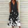 90 Off Sale Clearance Womens Summer Design Casual Dress Fashion Floral Printed Elegant Dress Sleeveless V-Neck Long Dress with Pockets Beach Dress Black 2X view 2