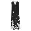 90 Off Sale Clearance Womens Summer Design Casual Dress Fashion Floral Printed Elegant Dress Sleeveless V-Neck Long Dress with Pockets Beach Dress Black 2X view 3