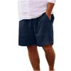 Muscularfit Prime of Day 2024 Mens Big and Tall Shorts Casual Drawstring Cotton Linen Shorts with Pockets Regular Fit Stretch Work Beach Shorts Men Shorts Casual Long Navy L view 1