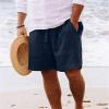Muscularfit Prime of Day 2024 Mens Big and Tall Shorts Casual Drawstring Cotton Linen Shorts with Pockets Regular Fit Stretch Work Beach Shorts Men Shorts Casual Long Navy L view 2