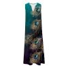 Womens Summer Design Casual Dress Fashion Floral Printed Elegant Sundress Sleeveless V-Neck Long Dress with Pockets view 3