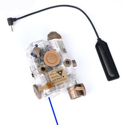 Plastic LA-C-PEQ15 Box Laser Sights,Box Laser Indicator,Transparent Version,with IR Laser+Red/Green/Blue Laser Sight+Flashlight Whitelight LED,with Pressure Switch,Fit 20mm Rail (Blue Laser DE)