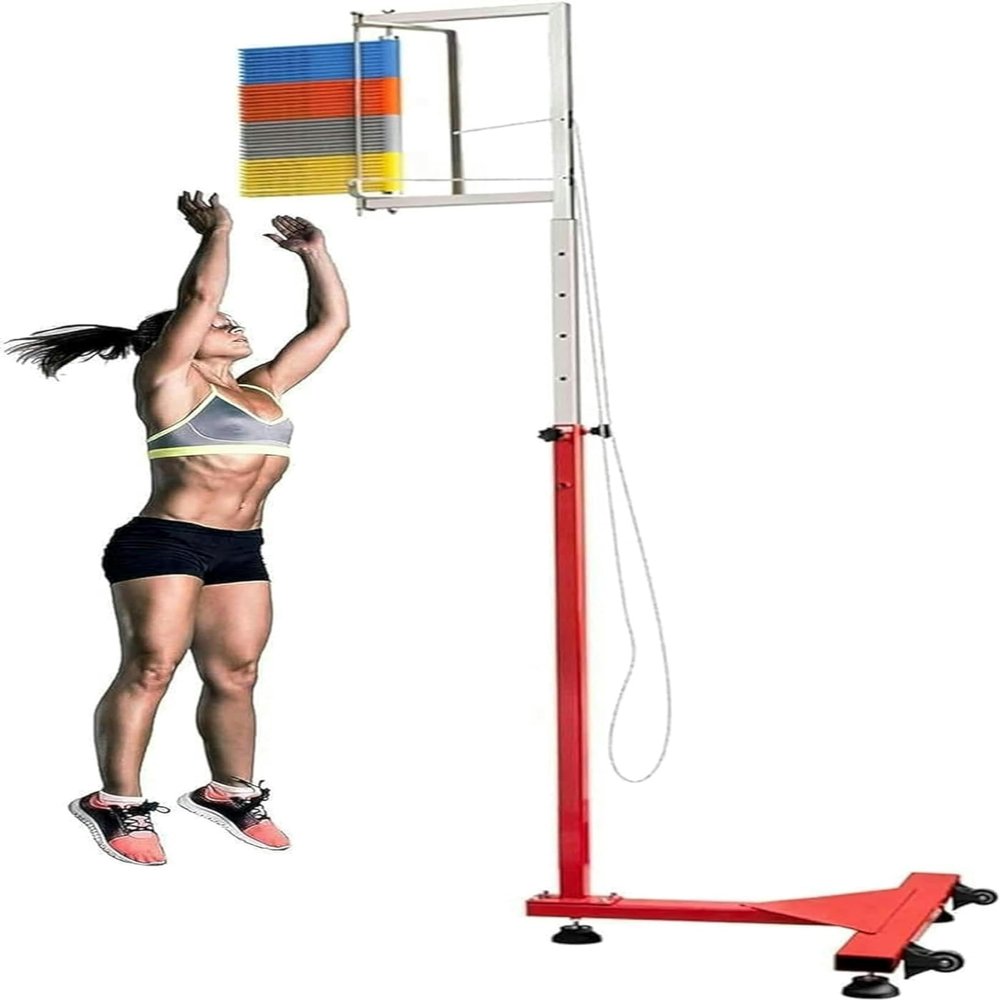 AMNOOL Vertical Jump Measurement Vertical Jump Tester Movable Vertical Jump Tester Metal Vertical Jump Tester with Wheels Standing Jump Meter for School Gymnas-1