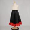 Manyakai Girls Spanish Bull Dance Skirt Black Red Ruffles Layers Satin Long Skirt Flamenco Ballroom Dancewear Costume 360 Dark 3-4 Years view 3