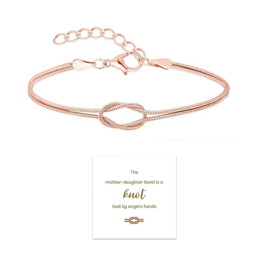 dsmrosp Mother & Daughter Bond Knot Bracelets,Love Knots Snake Chain Infinity Bracelet,Infinity Knot Mother Daughter Ring Bracelets,To My Best Friend B racelet Friendship Relationship Bracelet (C)