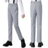 Boys Flat Front Pants Size 10 Adjustable Waist School Uniforms Pants Gray Slim Fit Suits for Boy Formal view 2