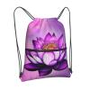 Chrysm Drawstring Backpack String Zipper Purple Lotus Bag For Yoga Gym Swimming Travel Fitness Sports Sackpack, Black view 2
