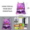 Chrysm Drawstring Backpack String Zipper Purple Lotus Bag For Yoga Gym Swimming Travel Fitness Sports Sackpack, Black view 4