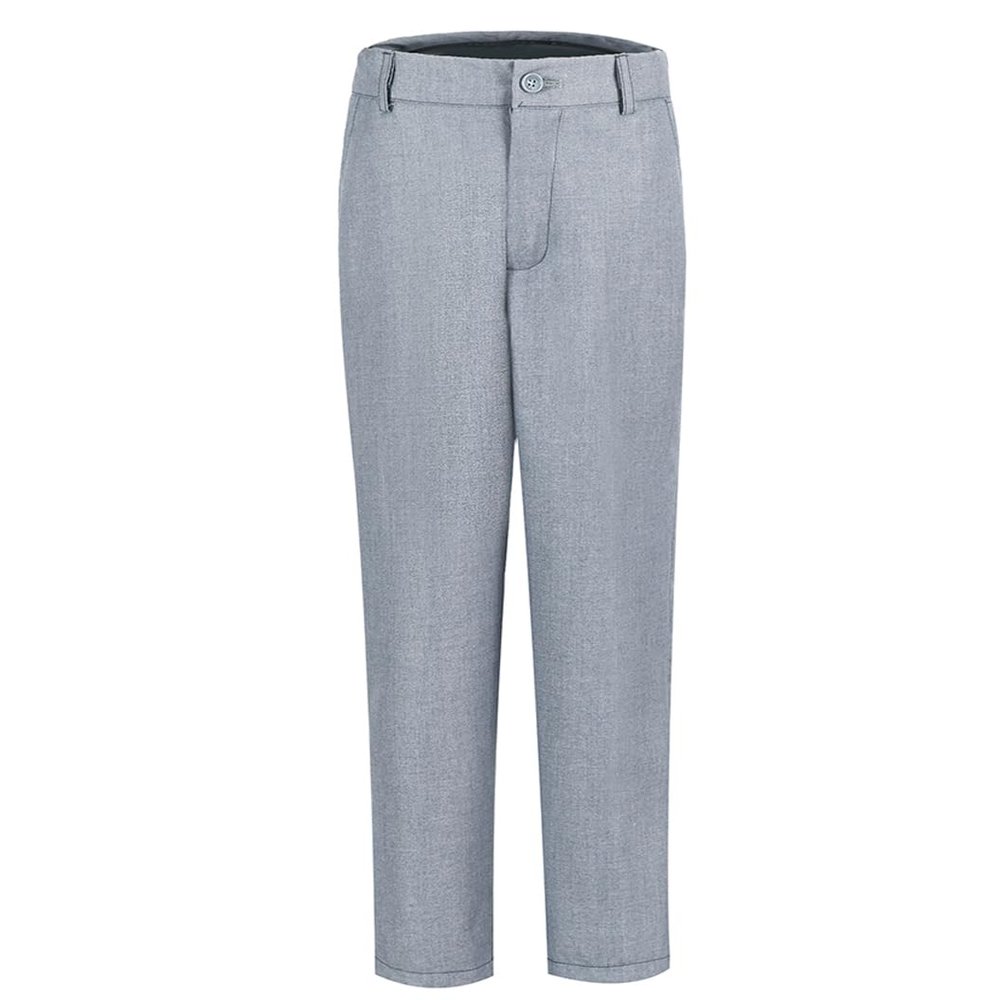 Plsily Boys Flat Front Pants Adjustable Waist School Uniforms Pants Gray Slim Fit Suits for Boy Size 8