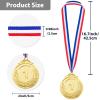 Caydo 63 Pieces 2 Inch Gold Silver Bronze Award Medals with Wooden Medal Hanger Display with Shelf view 2