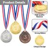 Caydo 63 Pieces 2 Inch Gold Silver Bronze Award Medals with Wooden Medal Hanger Display with Shelf view 3